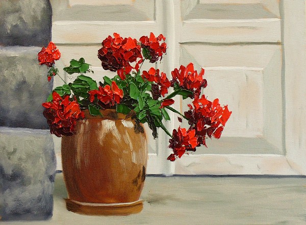 how to paint flowers with a panting knife