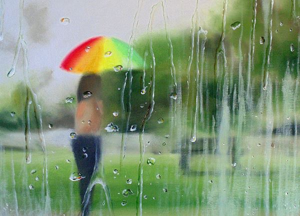 how to paint rain mist water on the window